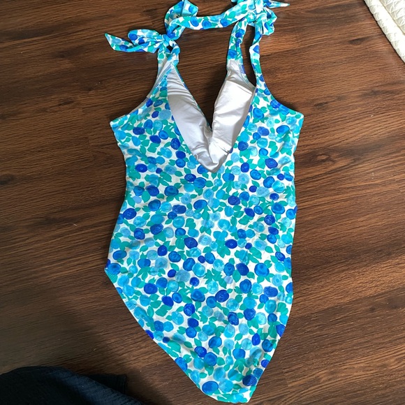 J. Crew Eco Bow One-Piece Swim in Blueberry Floral - Picture 3 of 3
